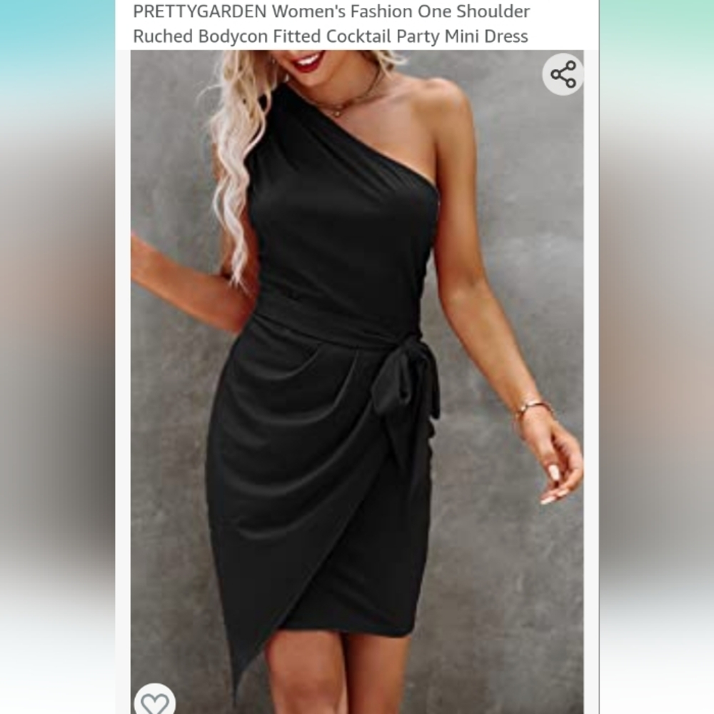 PRETTYGARDEN Sleeveless one bare shoulder Dress little black dress - Picture 2 of 10